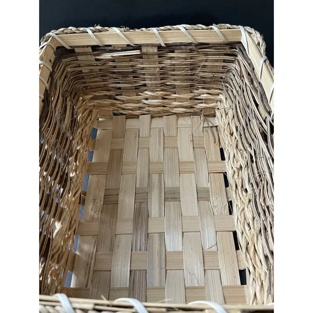 Vintage Garden Trug Handle Basket Rustic Twig Wood Farmhouse Gathering Cottage